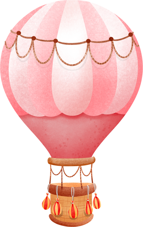 hot air balloon in pastel colors.