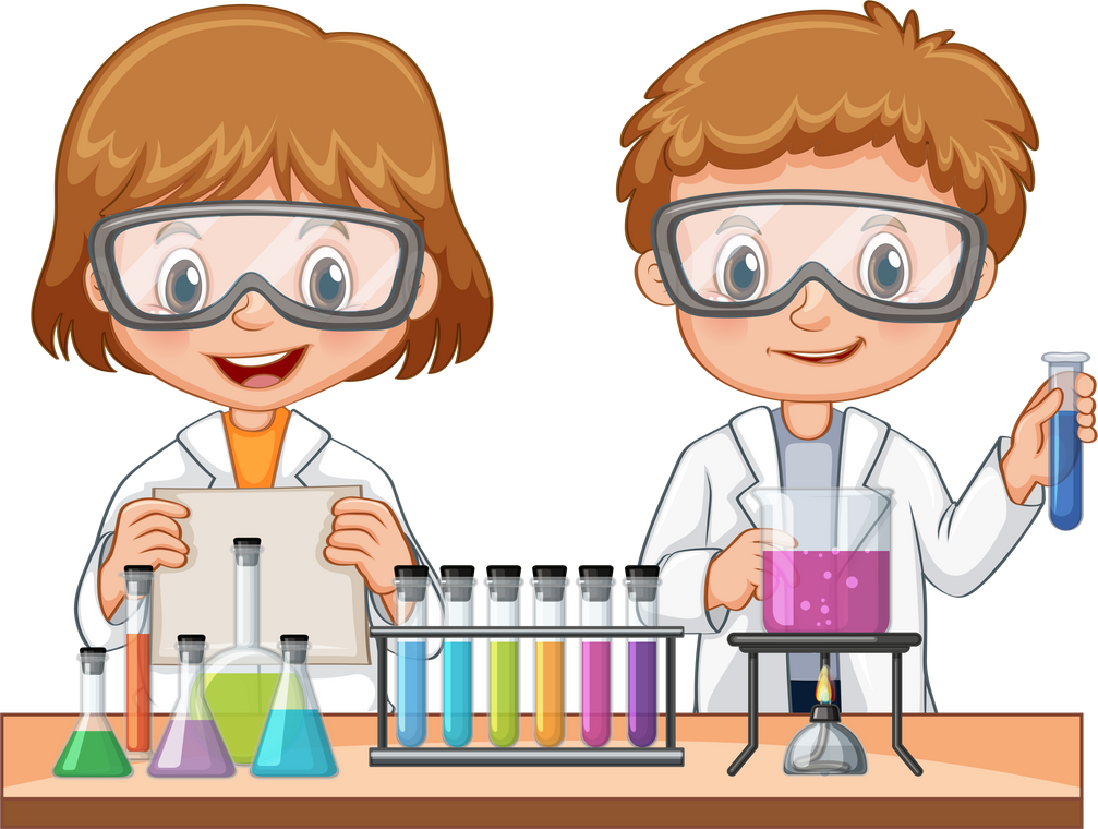 Girl and boy doing science experiment